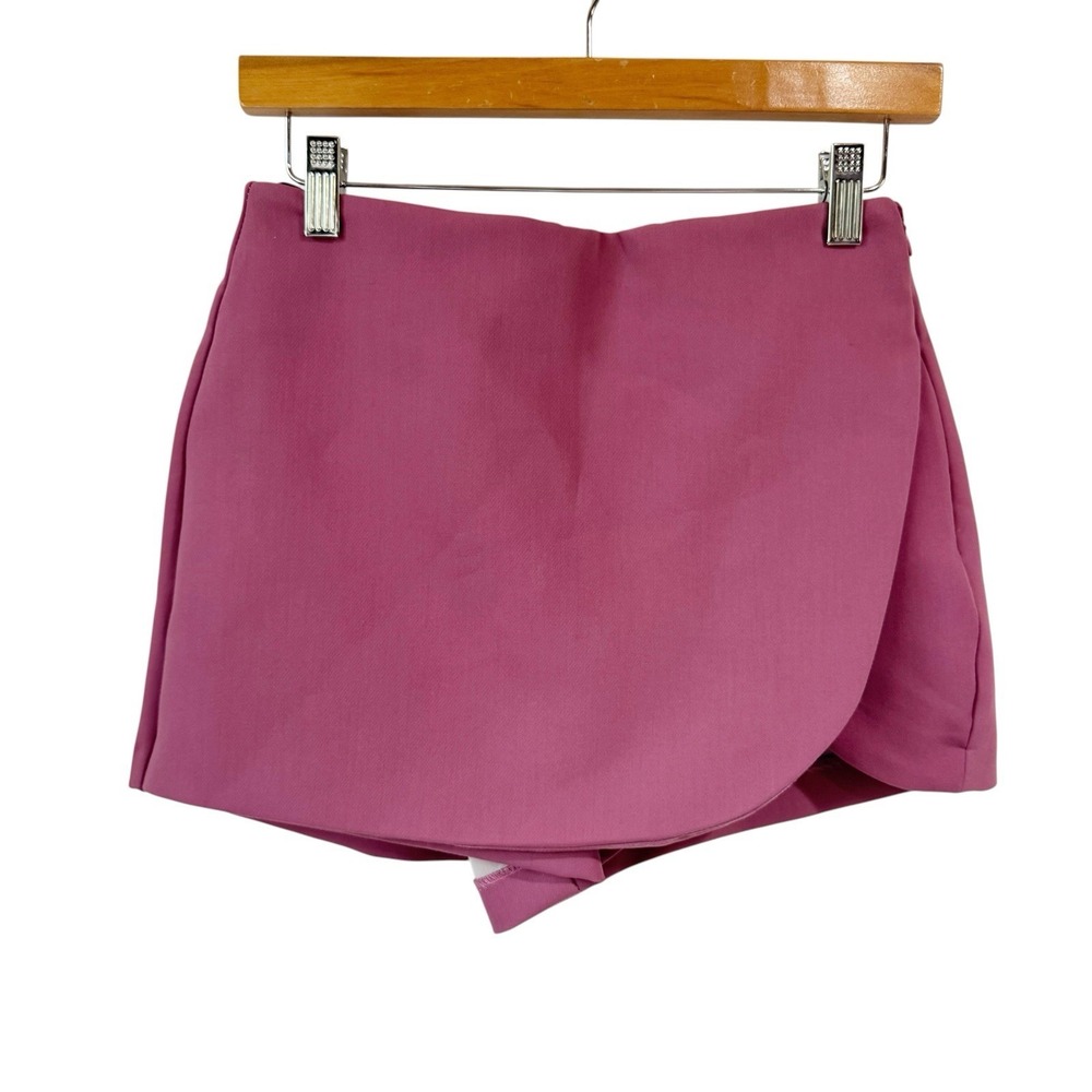 Zara Womenโ Small Purple Asymmetrical Faux Wrap Skort